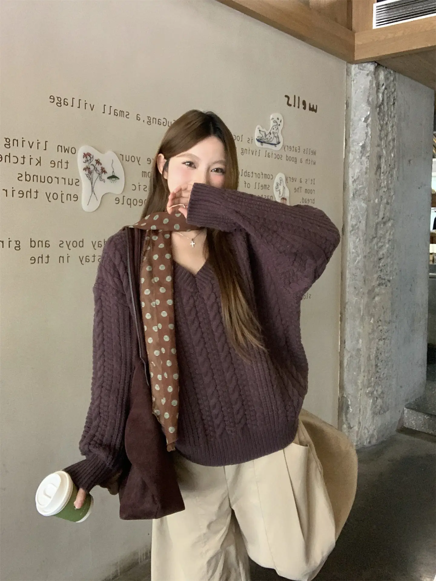 보온 편한 V넥 니트 조끼 상세 이미지 3