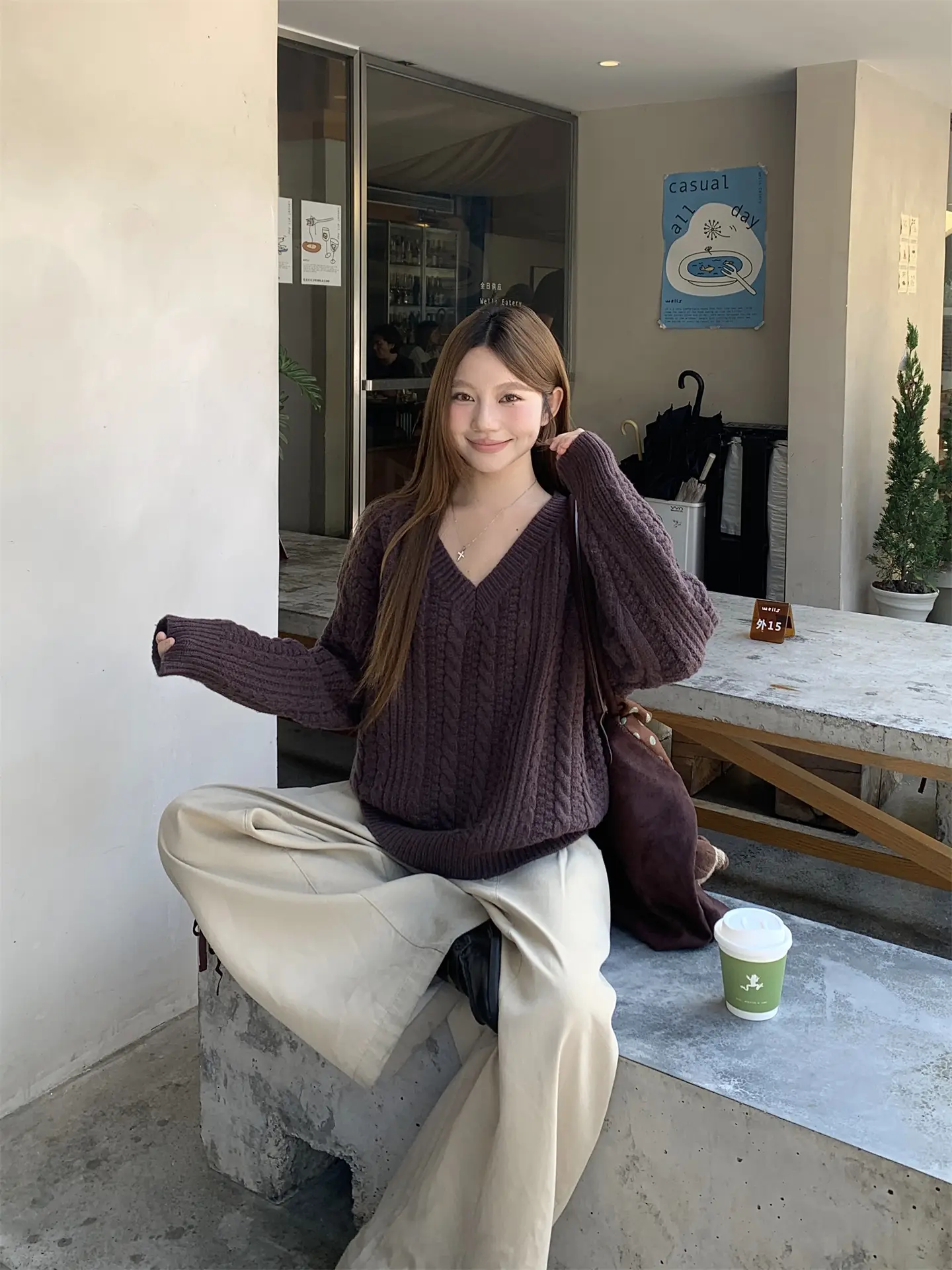 보온 편한 V넥 니트 조끼 상세 이미지 11