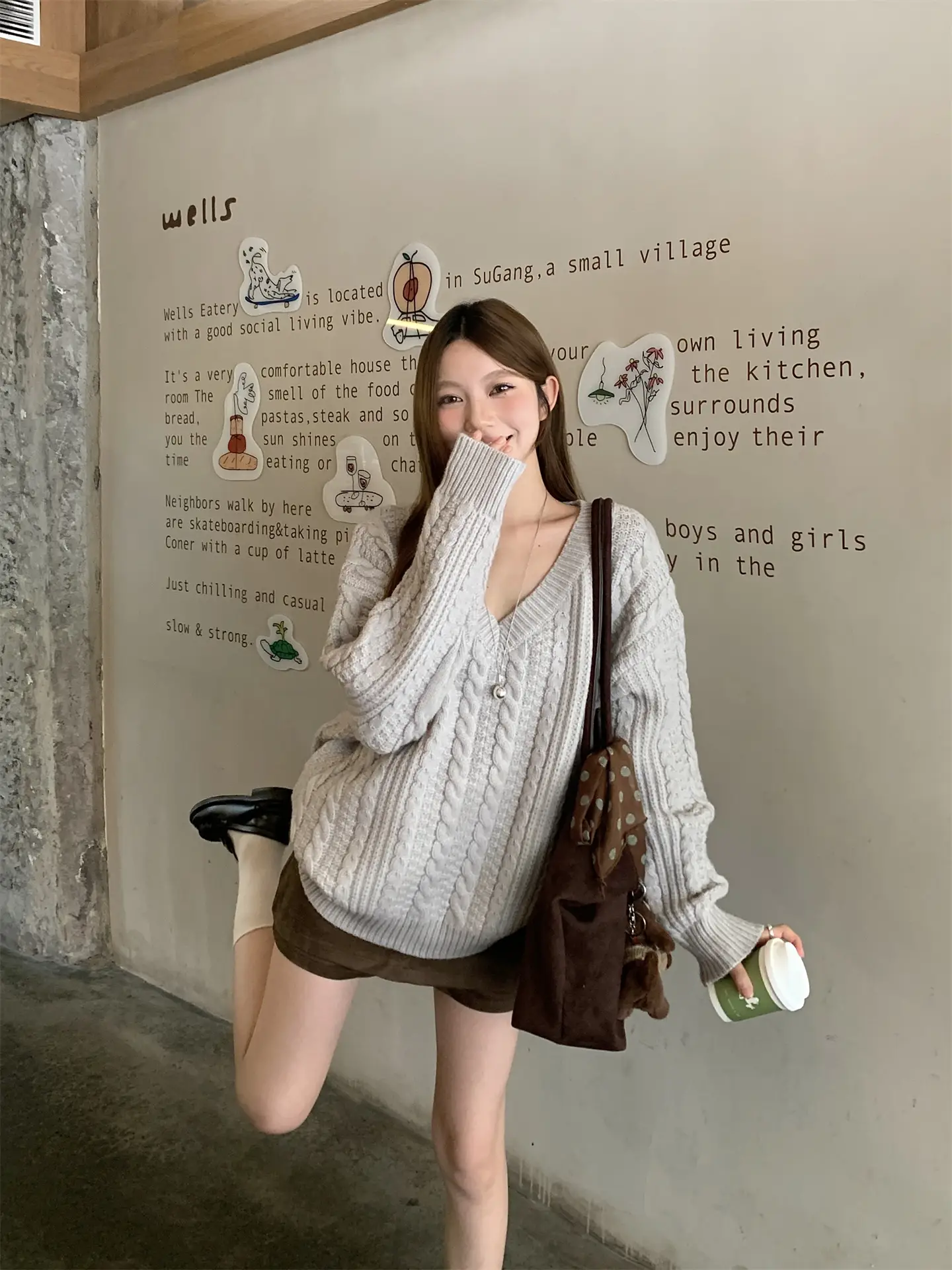 보온 편한 V넥 니트 조끼 상세 이미지 15