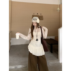 批发实拍实价~纯欲高领蕾丝提花<b class='q'>长袖</b>打底衫+叠穿荷叶边吊带两件套装