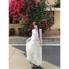 批发实拍实价~甜美半高领正肩长袖上衣+设计感叠穿吊带<b class='q'>连衣裙</b>两件套装