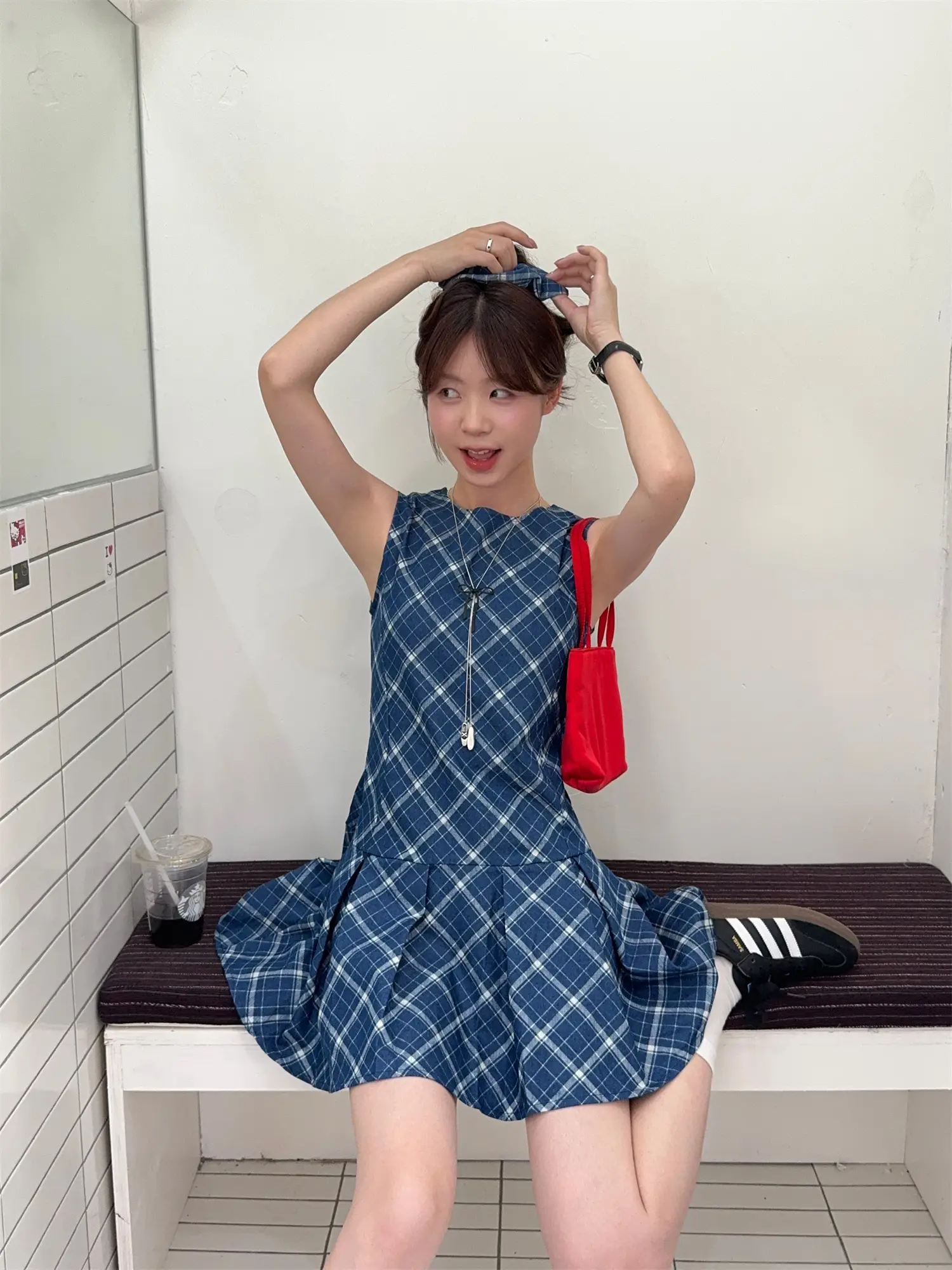 실켓 무지 라인 란스 원피스 상세 이미지 1