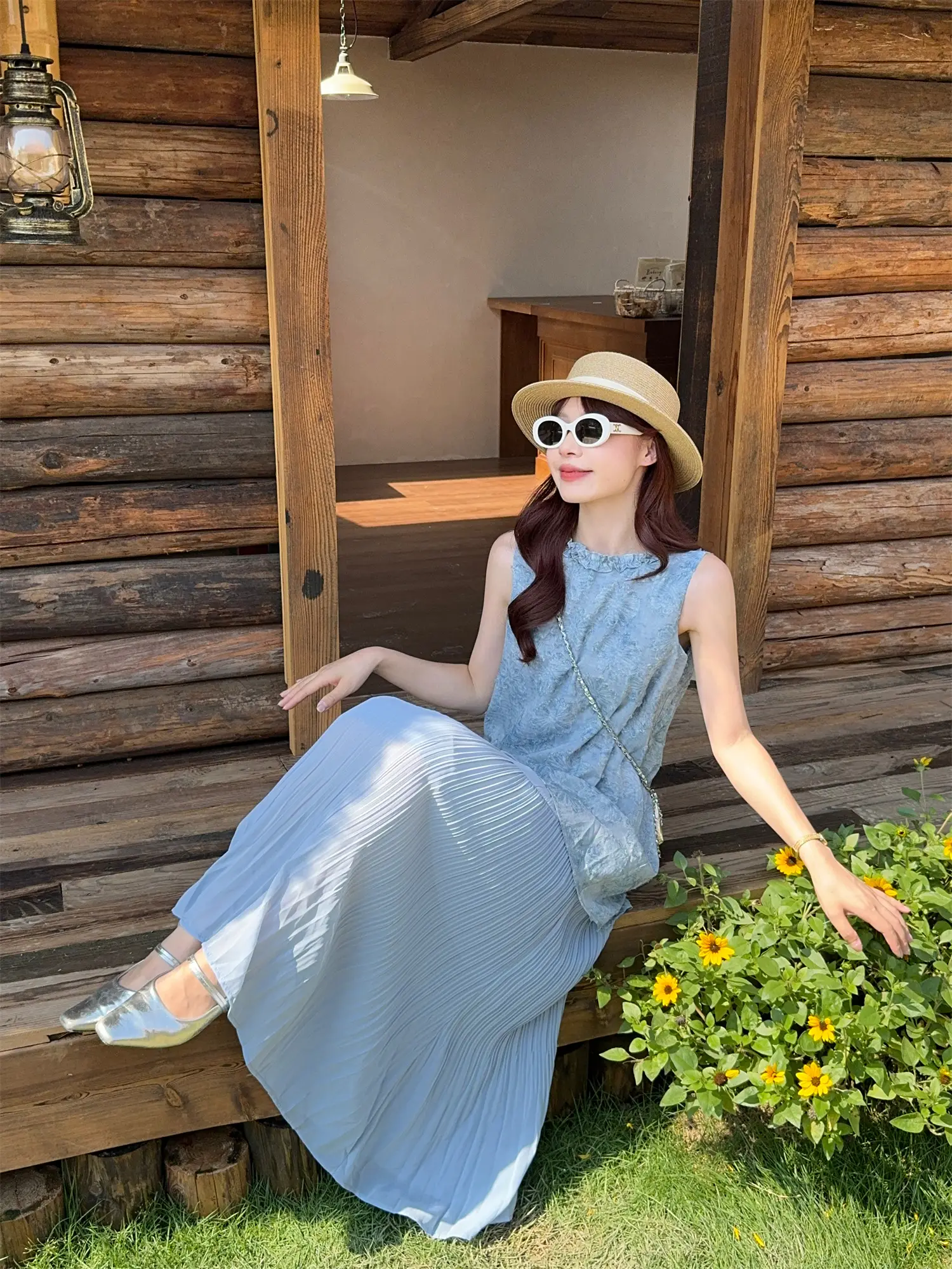 여름 무드 블루 블라우스 스타일 원피스 상세 이미지 12