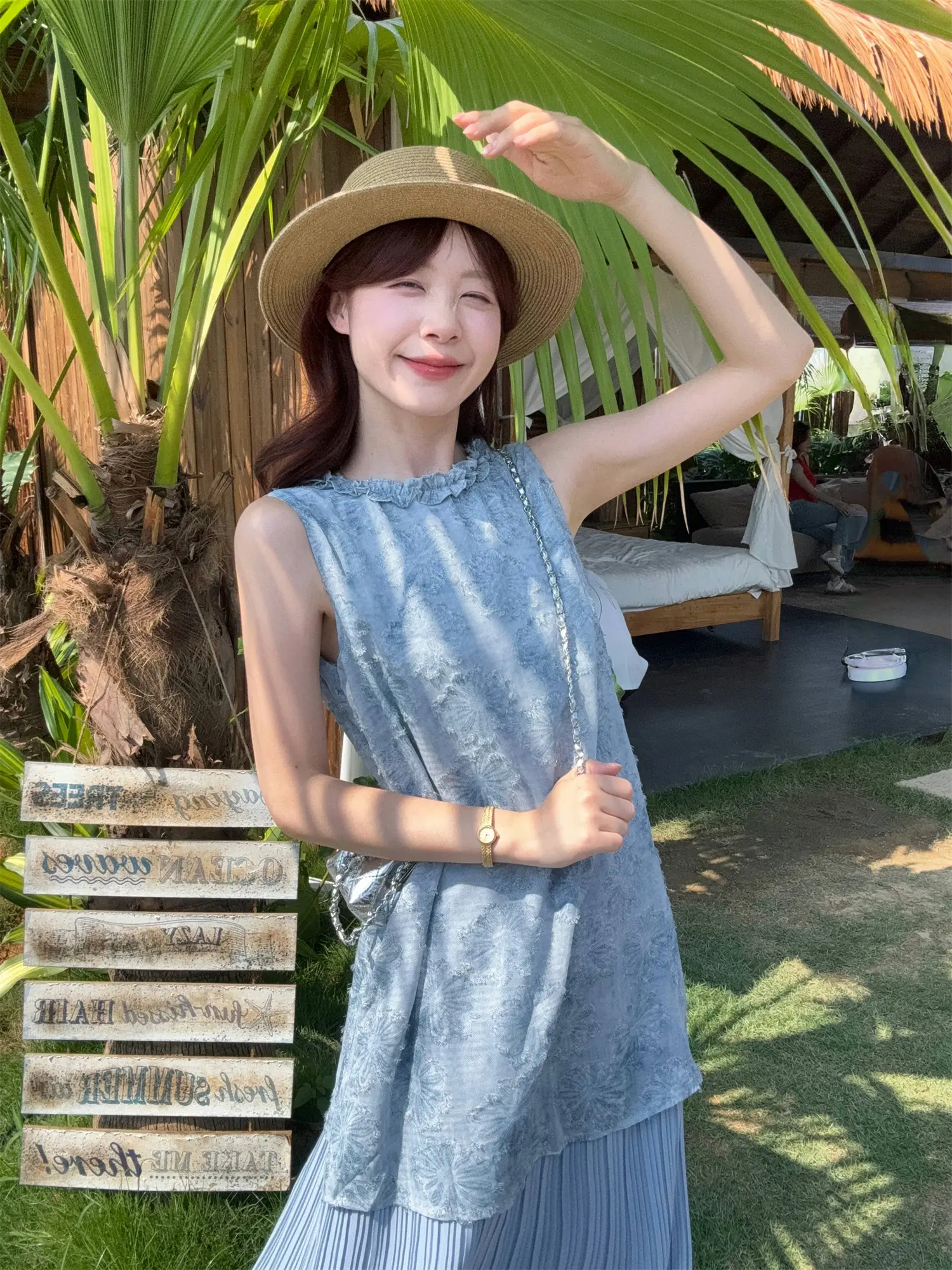 여름 무드 블루 블라우스 스타일 원피스 상세 이미지 14
