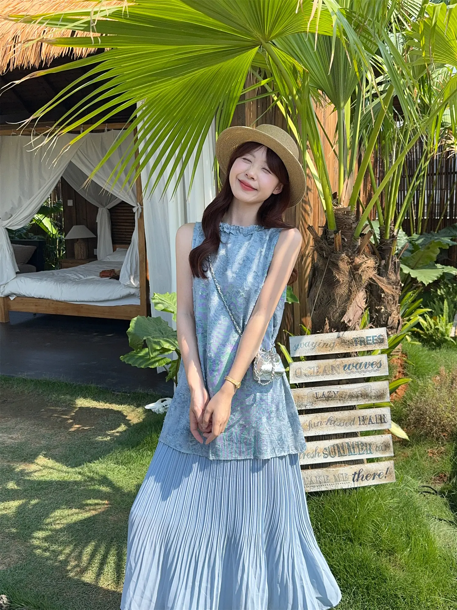 여름 무드 블루 블라우스 스타일 원피스 상세 이미지 15