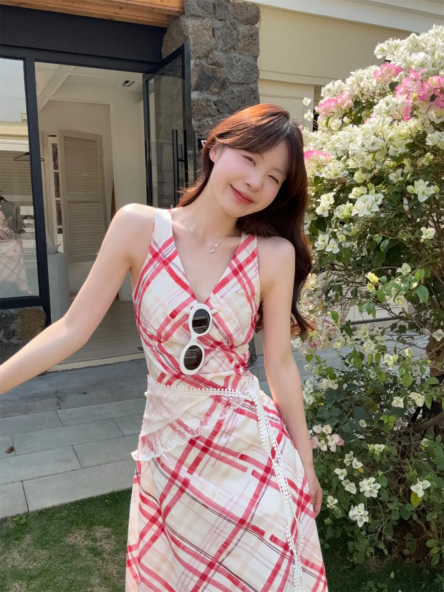 플라워 패턴 무릎 아래 루즈핏 원피스 상세 이미지 13