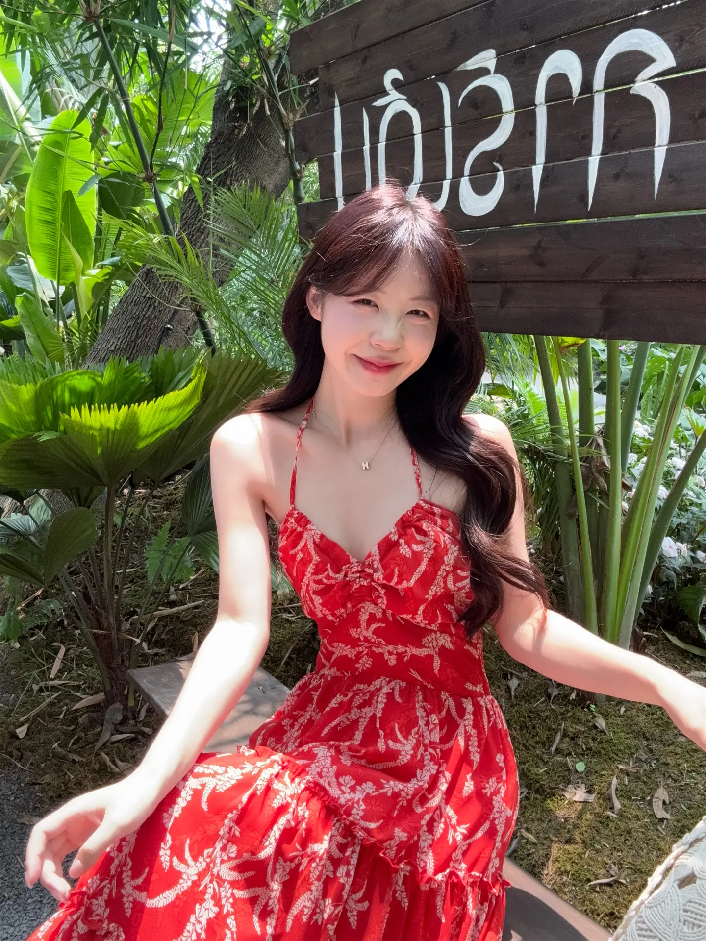 소프트 플라워 V넥 블라우스 드레스 상세 이미지 2