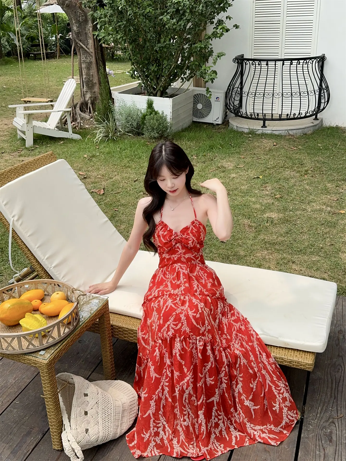 소프트 플라워 V넥 블라우스 드레스 상세 이미지 3