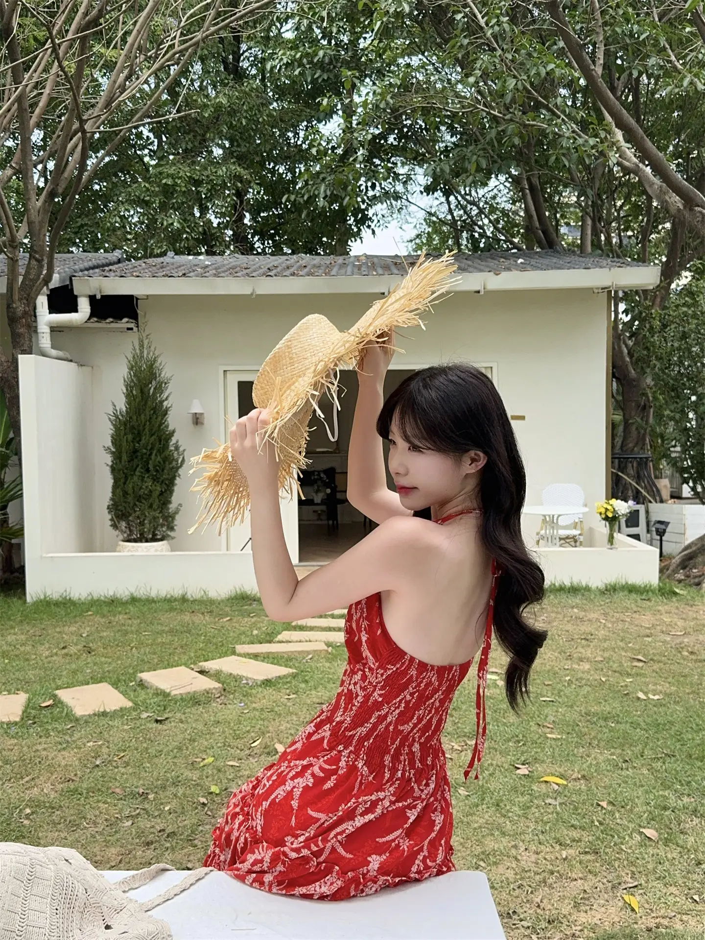 소프트 플라워 V넥 블라우스 드레스 상세 이미지 10