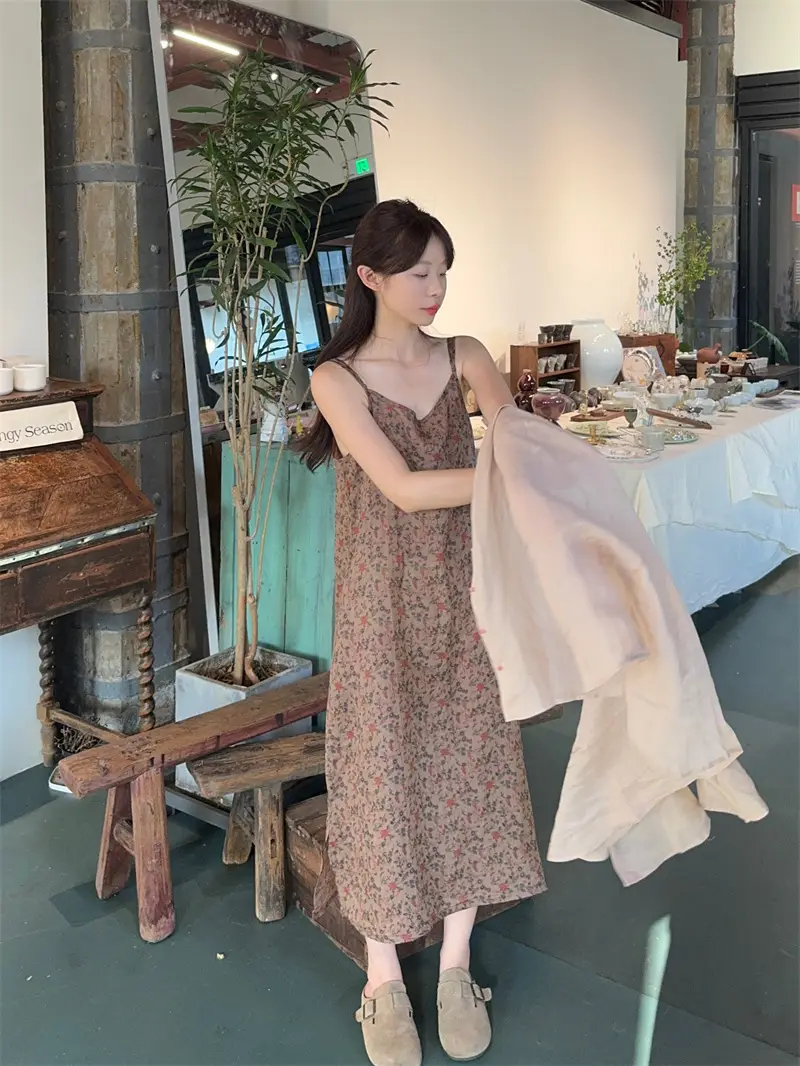 피치 티셔츠+플라워 드레스 세트 상세 이미지 4