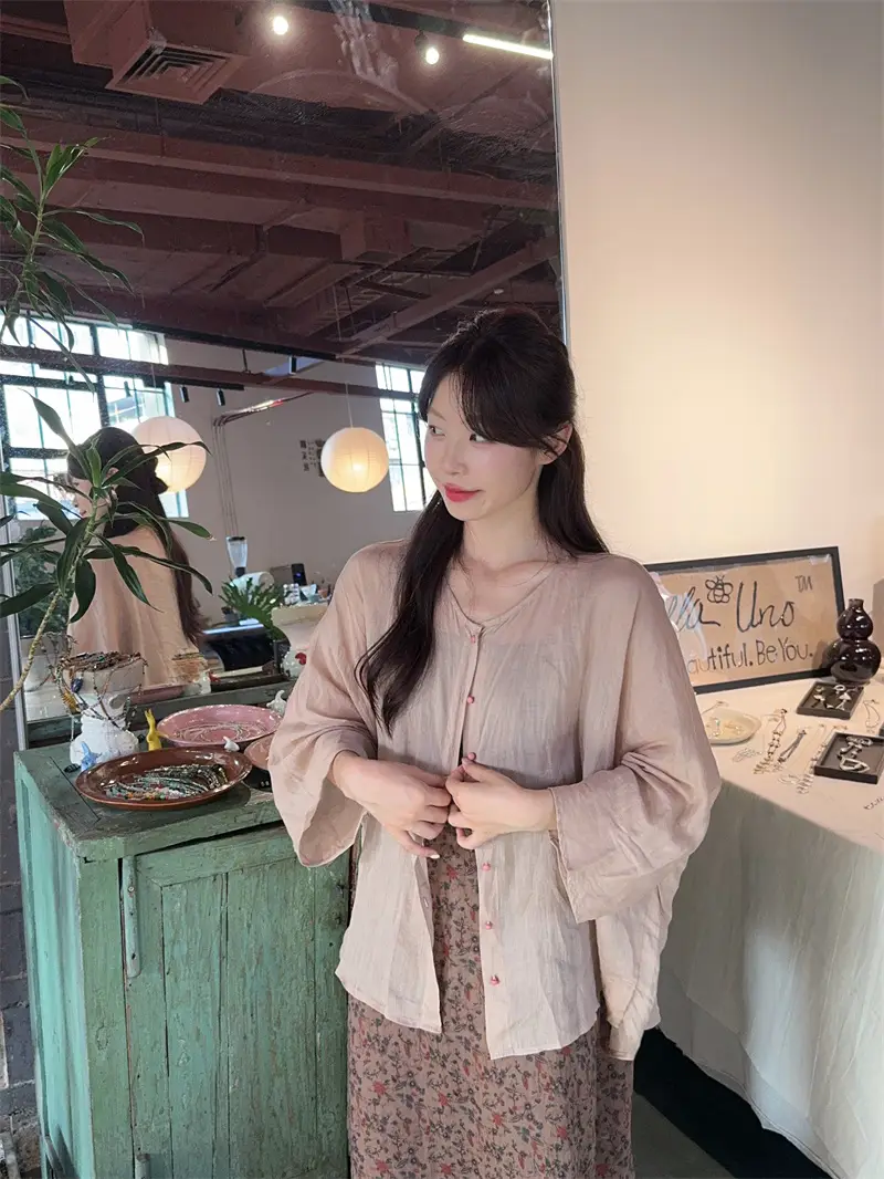 피치 티셔츠+플라워 드레스 세트 상세 이미지 5