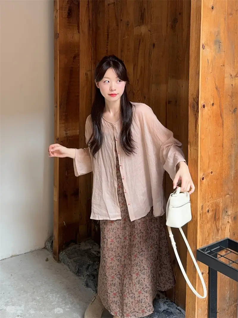 피치 티셔츠+플라워 드레스 세트 상세 이미지 8