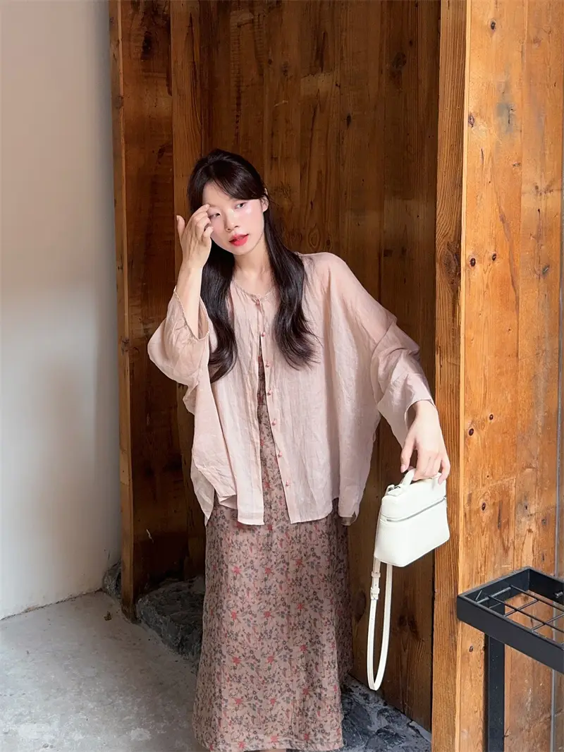 피치 티셔츠+플라워 드레스 세트 상세 이미지 9