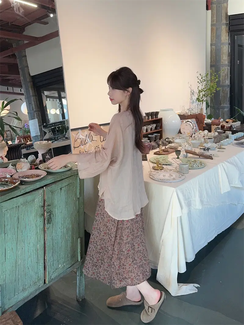 피치 티셔츠+플라워 드레스 세트 상세 이미지 15