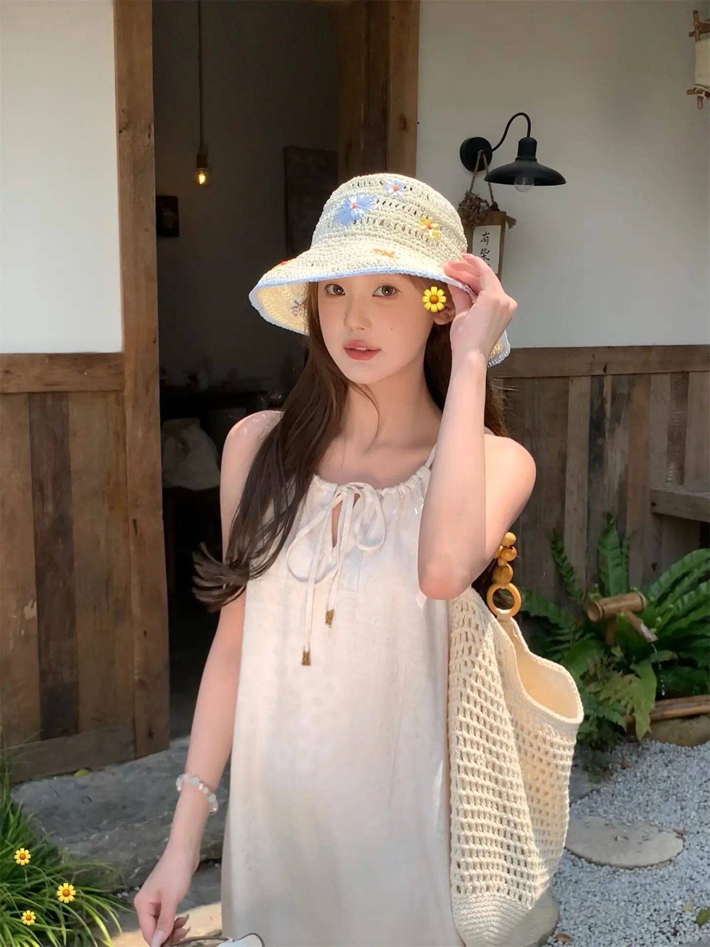 무릎까지 내려오는 무소매 루즈핏 원피스 상세 이미지 5