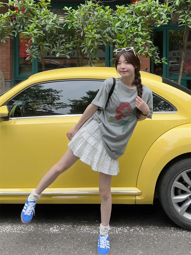 카툰 프린트 여름 릴랙스 티셔츠 상세 이미지 4