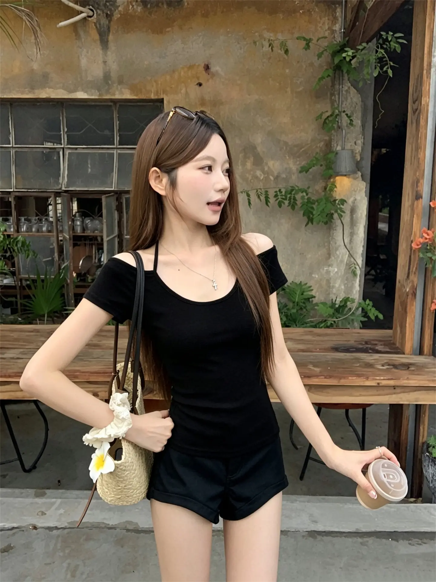 순수한 스타일의 단추 없이 드레스업 상세 이미지 1