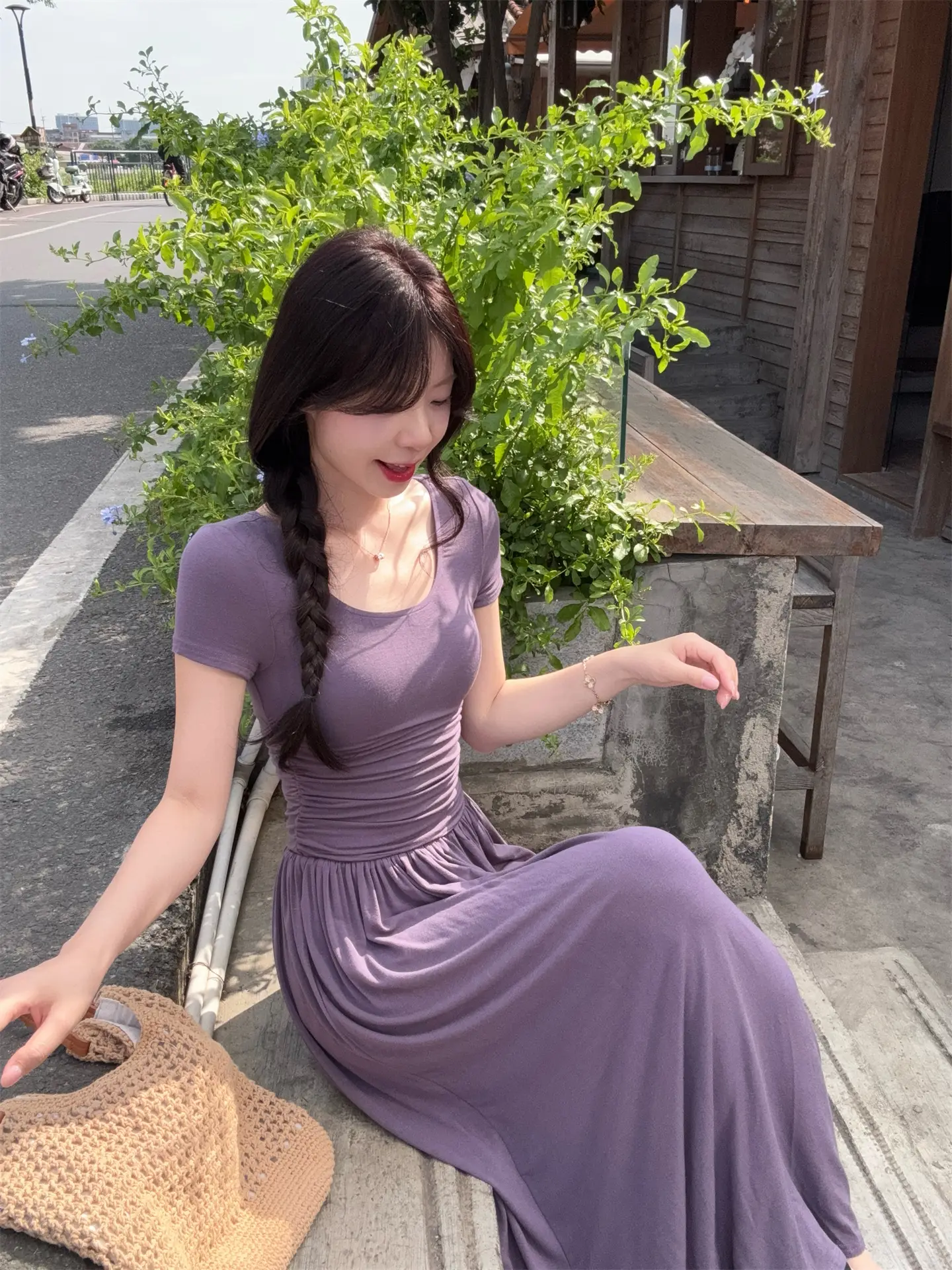 보트넥 슬림핏 소프트 원피스 상세 이미지 6