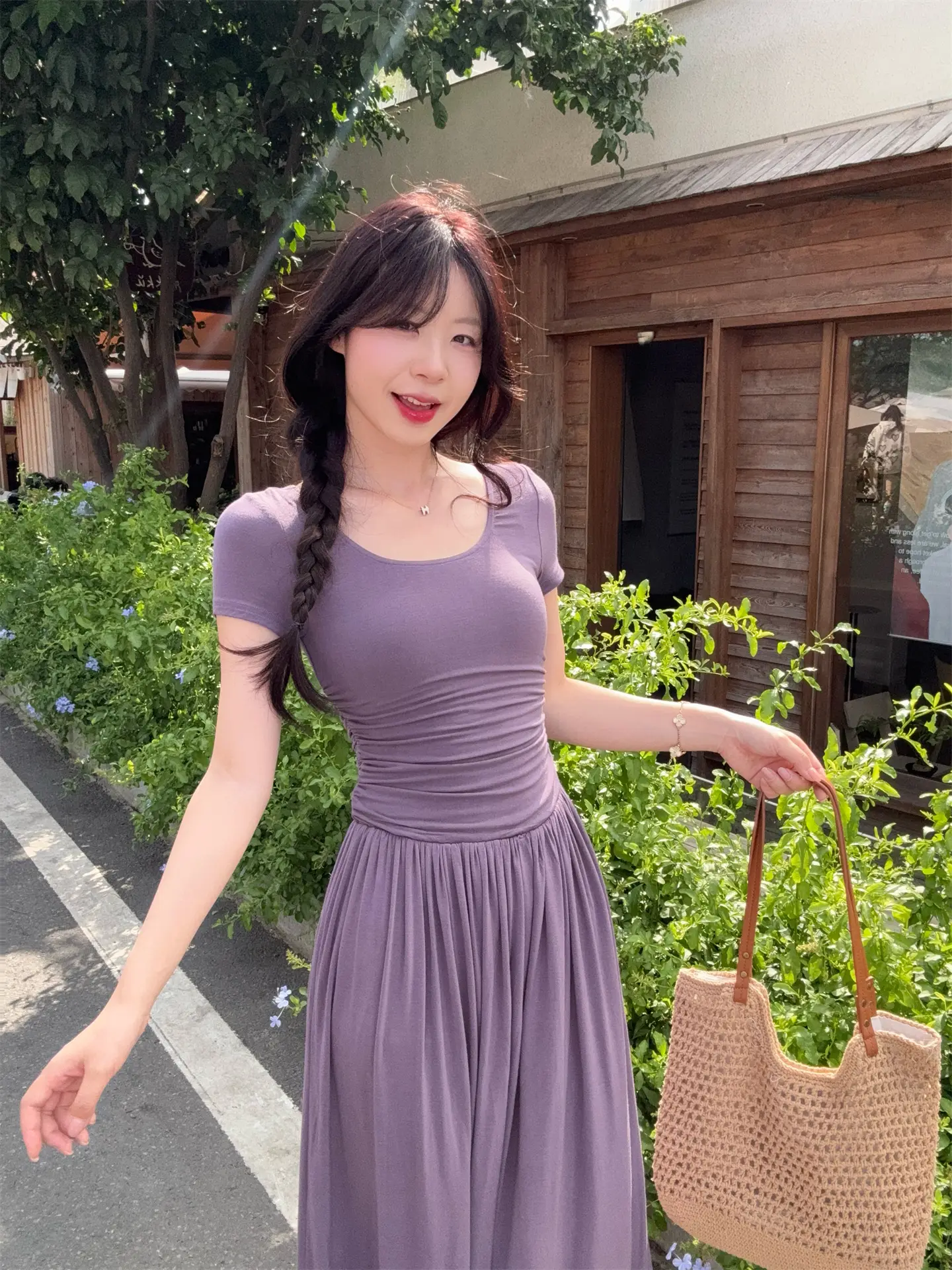 보트넥 슬림핏 소프트 원피스 상세 이미지 7
