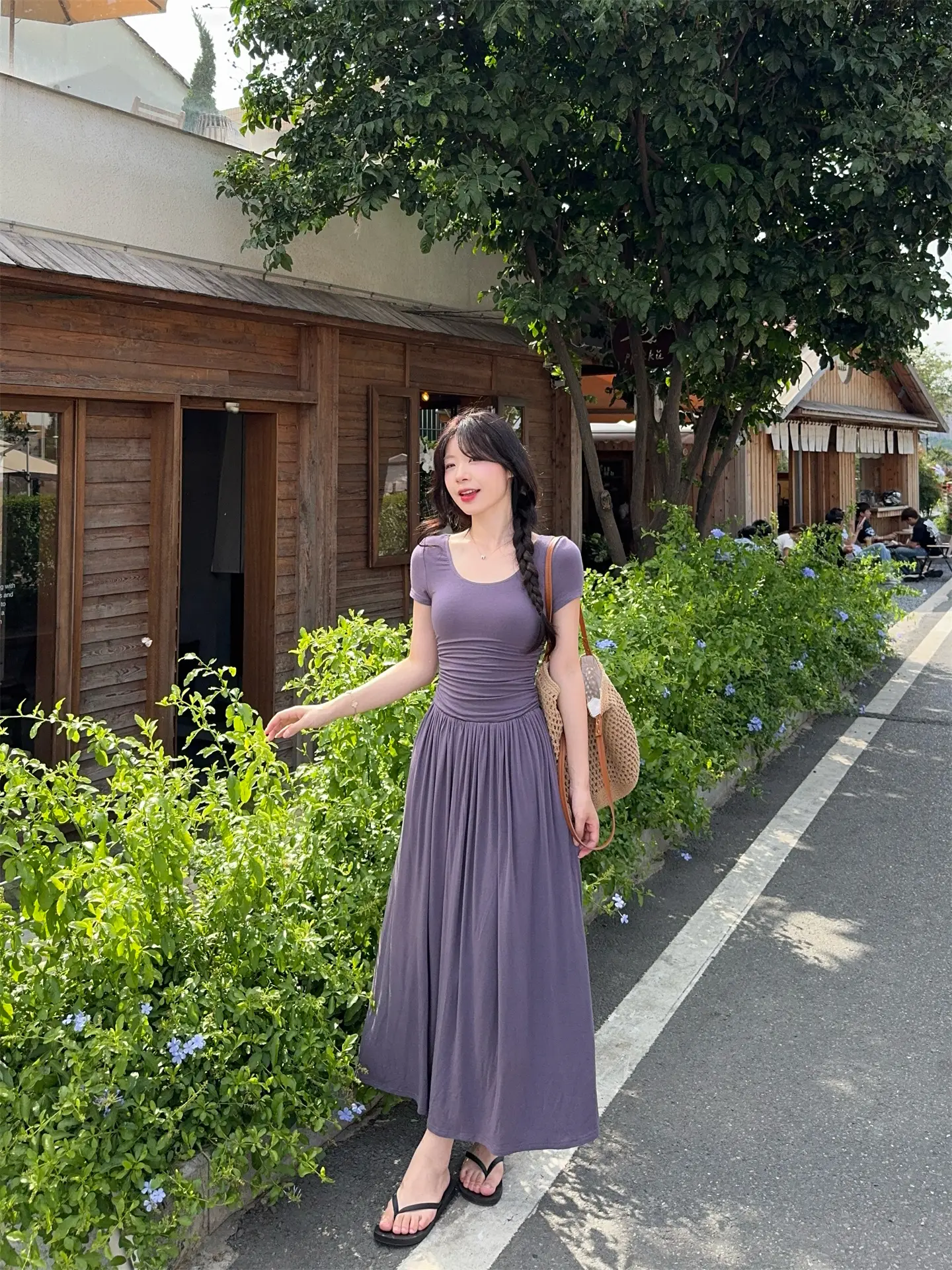 보트넥 슬림핏 소프트 원피스 상세 이미지 8