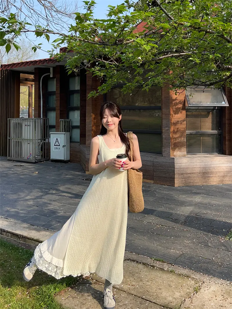 레이스 블라우스와 원피스 세트 상세 이미지 2