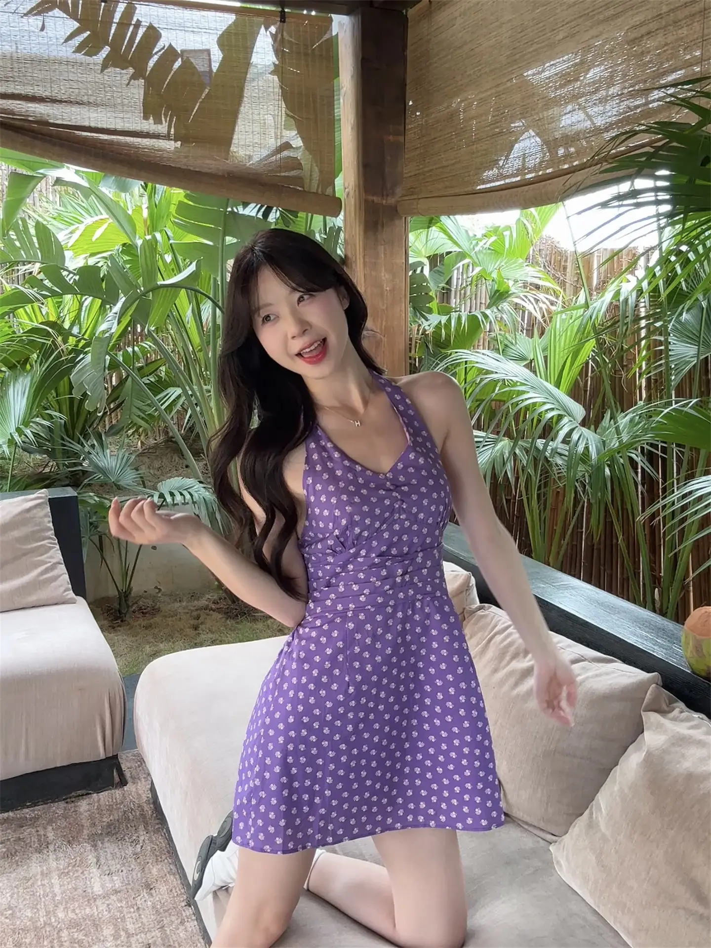 플라워 무소매 원피스 상세 이미지 1