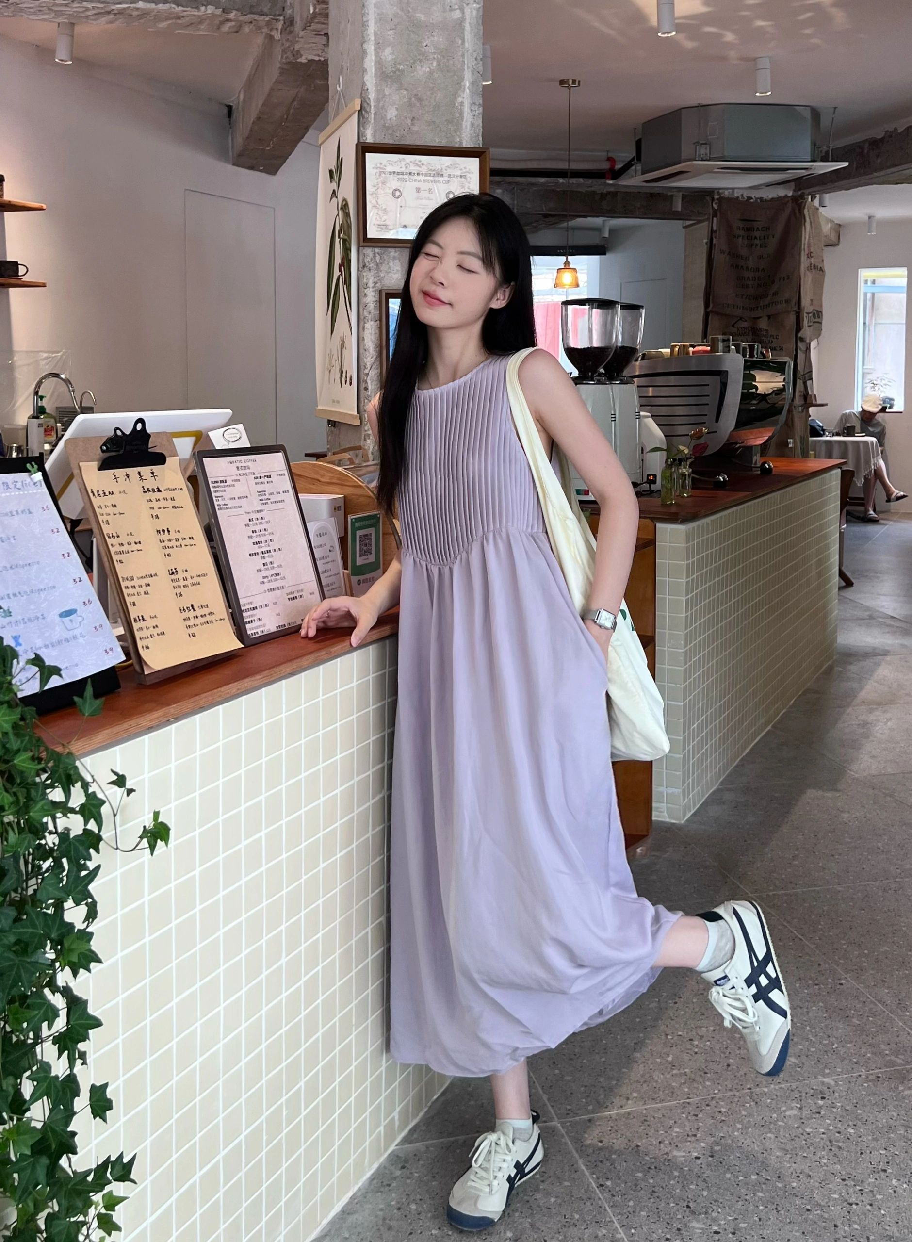 실사 정가 달콤함 디자인 센스 주름 민소매 조끼 원피스