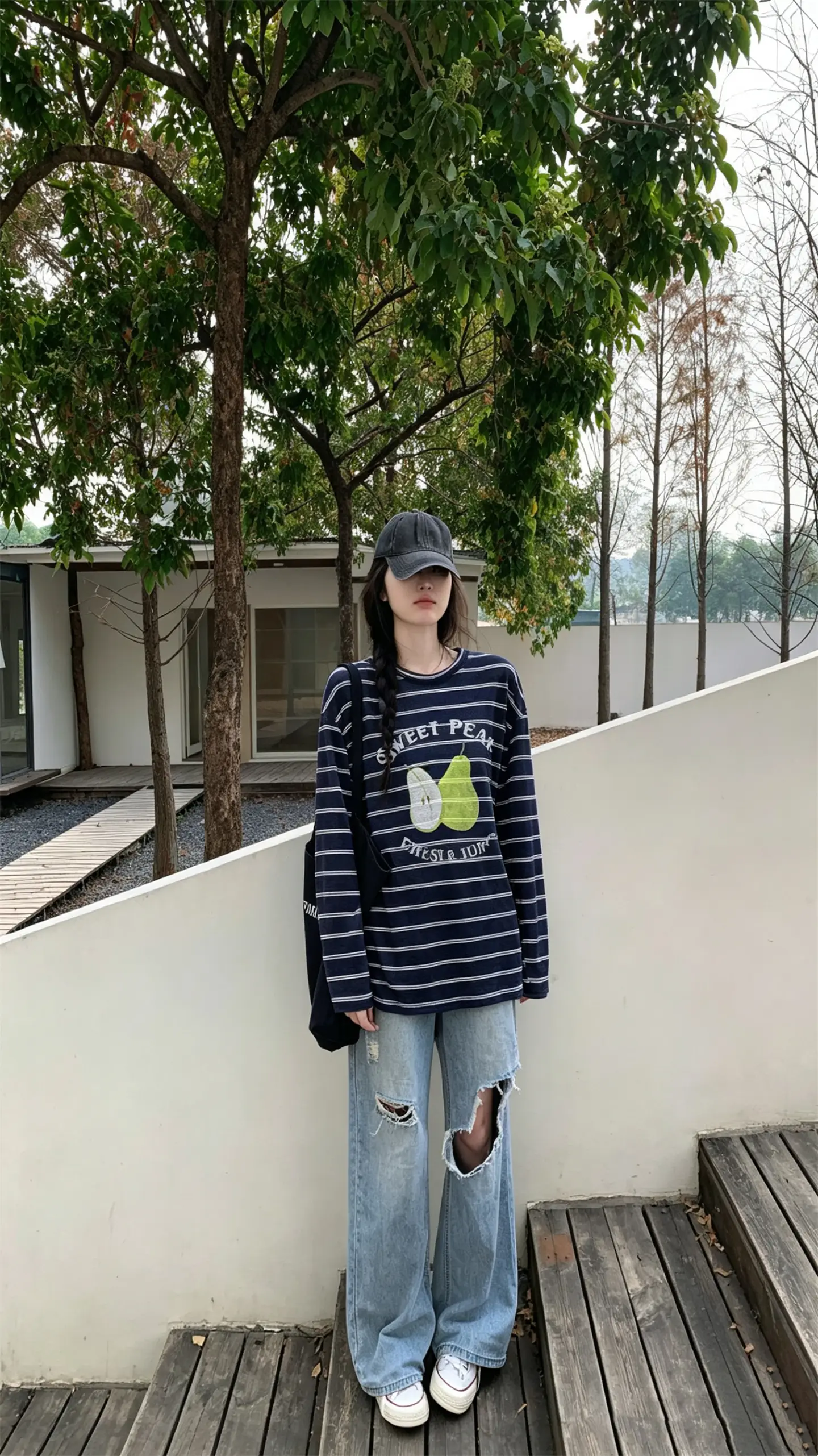 심플한 티셔츠 블랙 화이트 상세 이미지 5