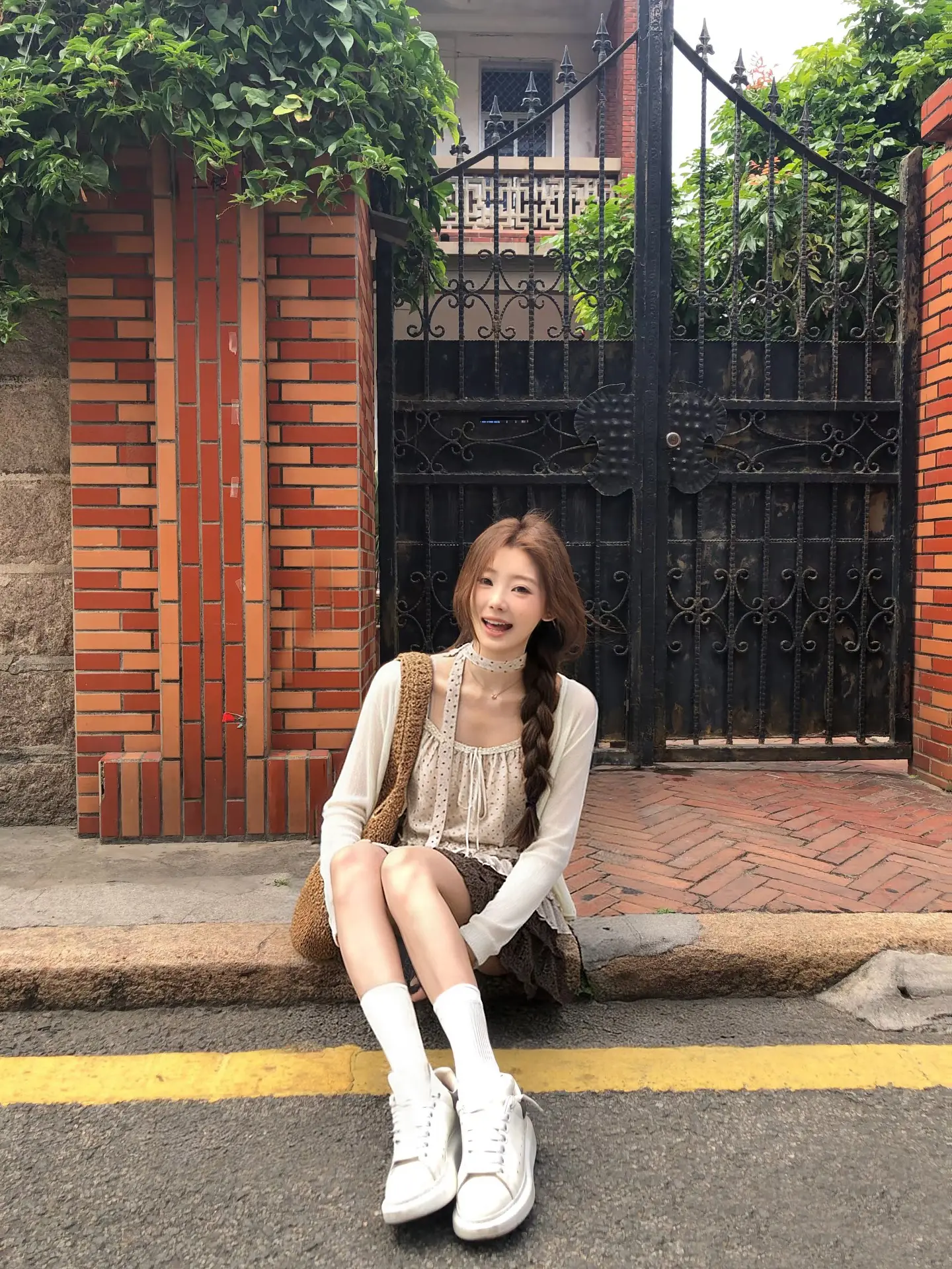 韩式圆点防晒针织开衫套装 상세 이미지 1