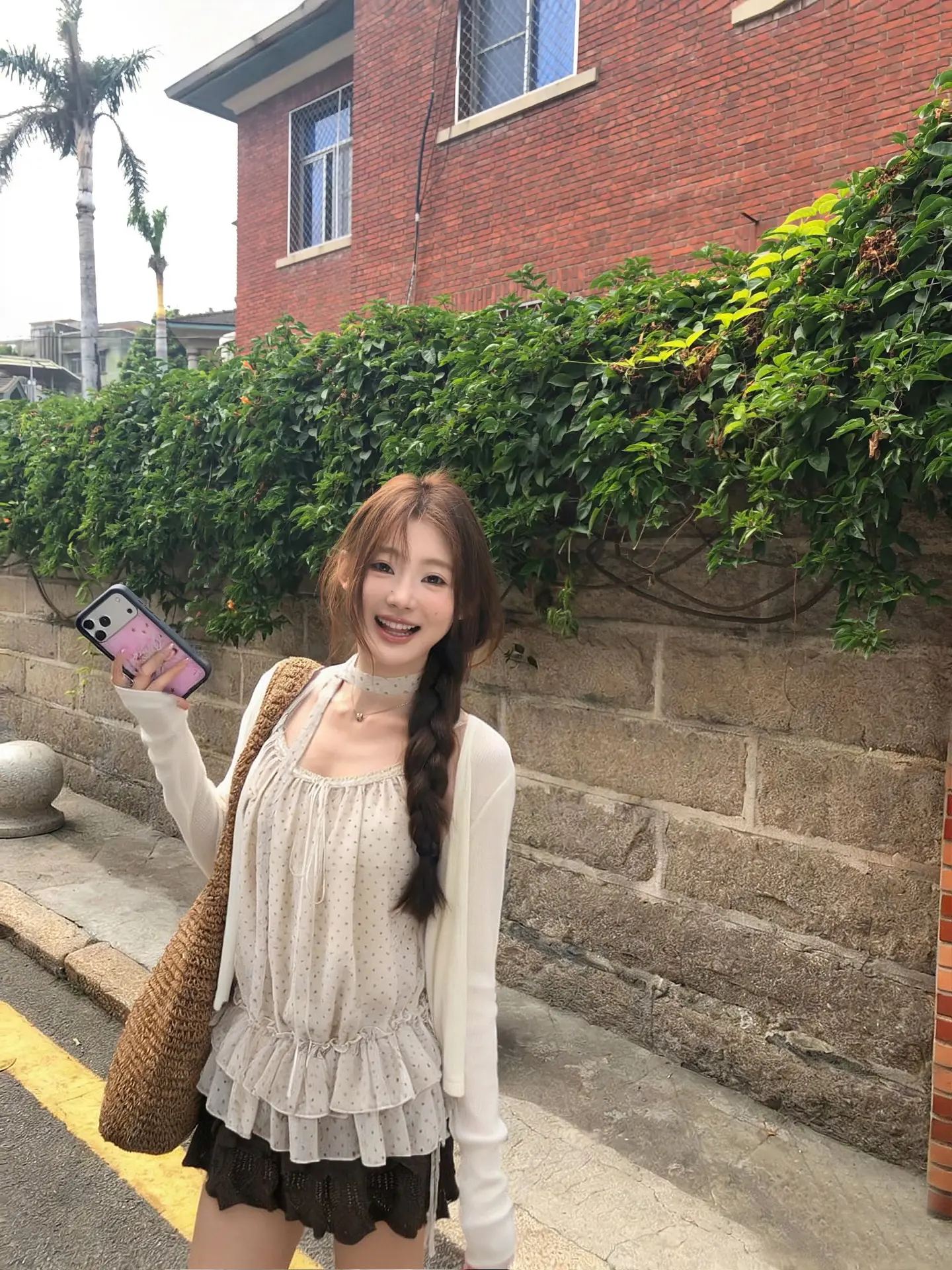 韩式圆点防晒针织开衫套装 상세 이미지 3