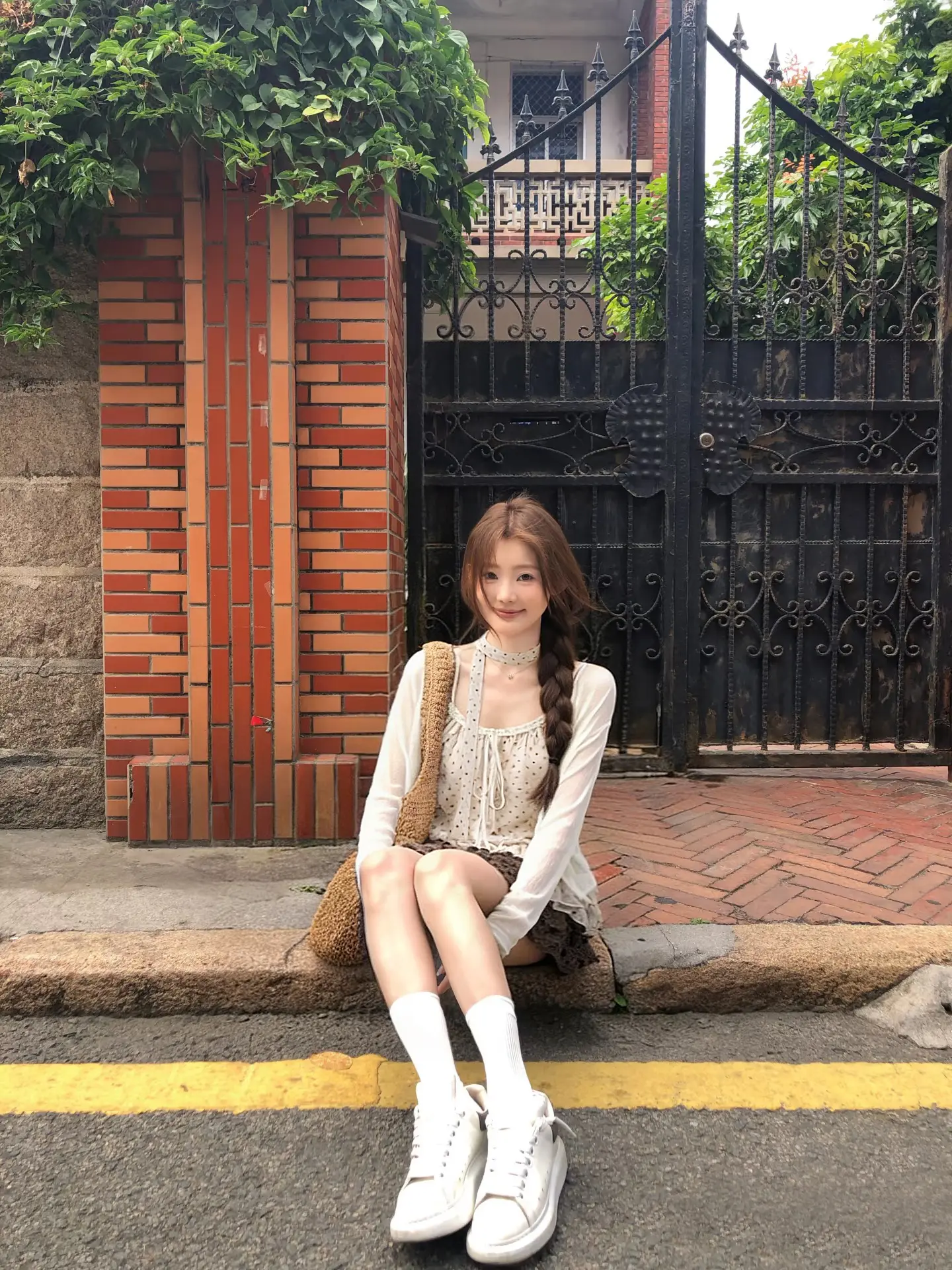 韩式圆点防晒针织开衫套装 상세 이미지 4