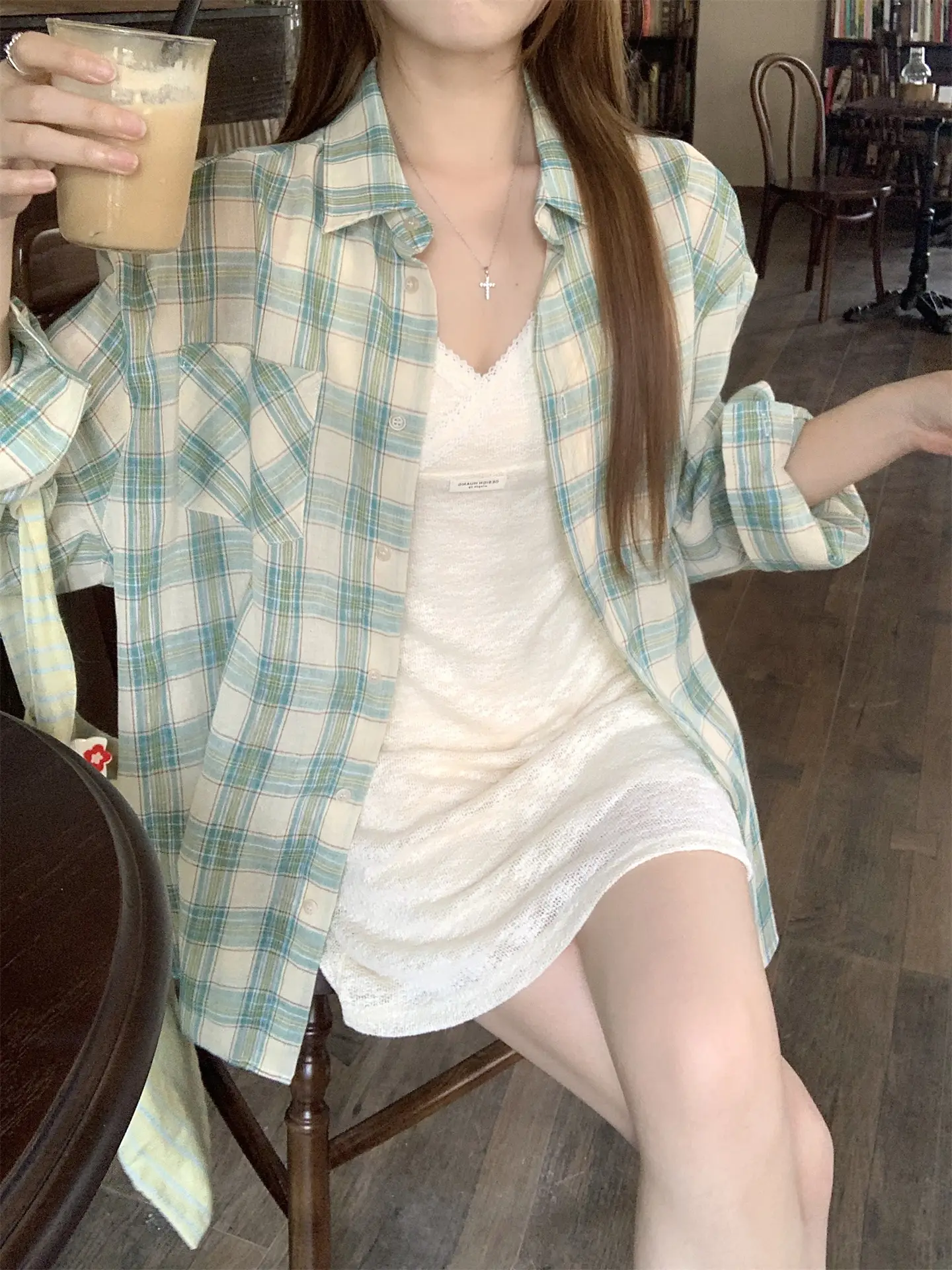 스마트한 그레인 셔츠 드레스 상세 이미지 1