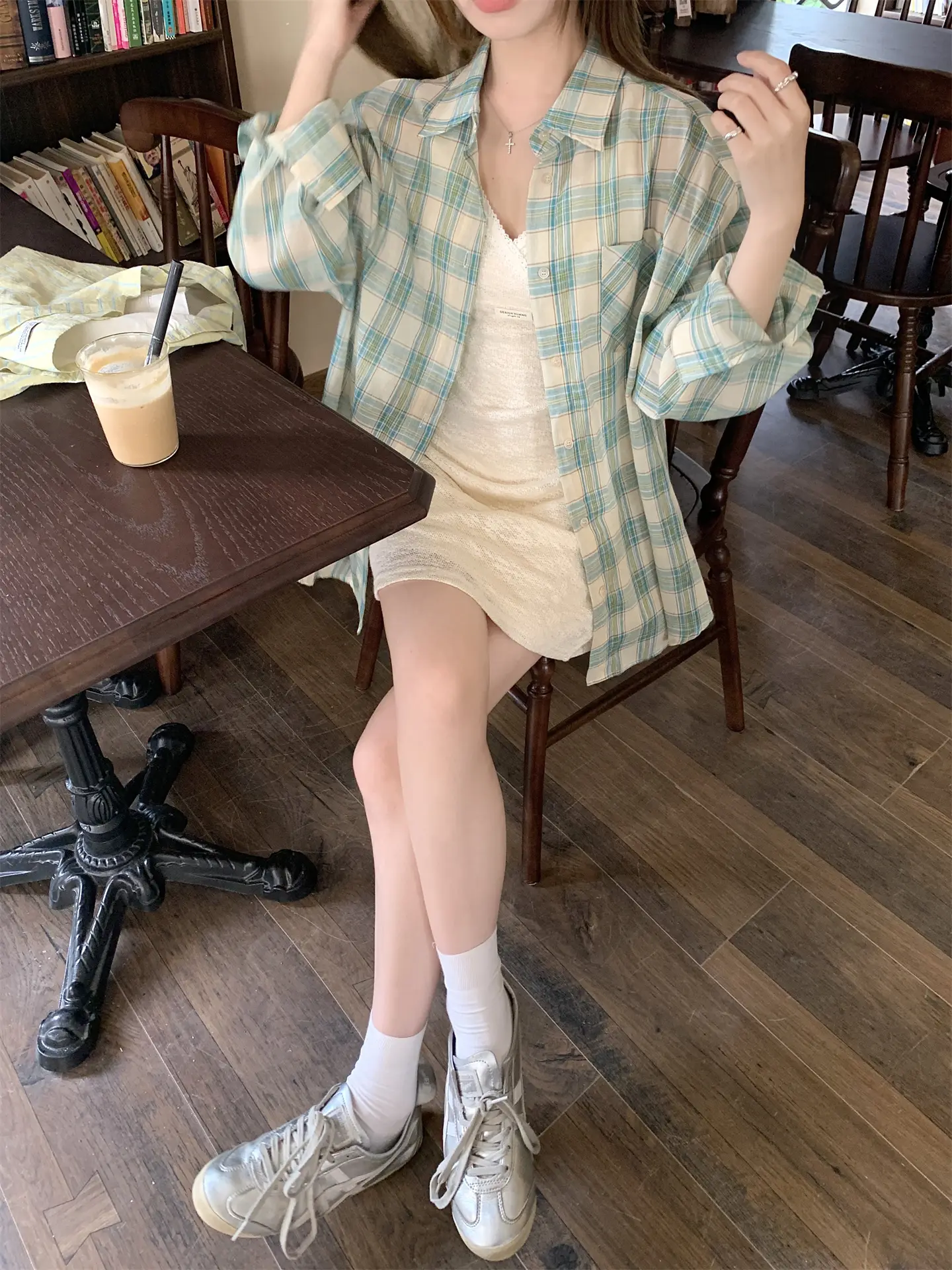 스마트한 그레인 셔츠 드레스 상세 이미지 4