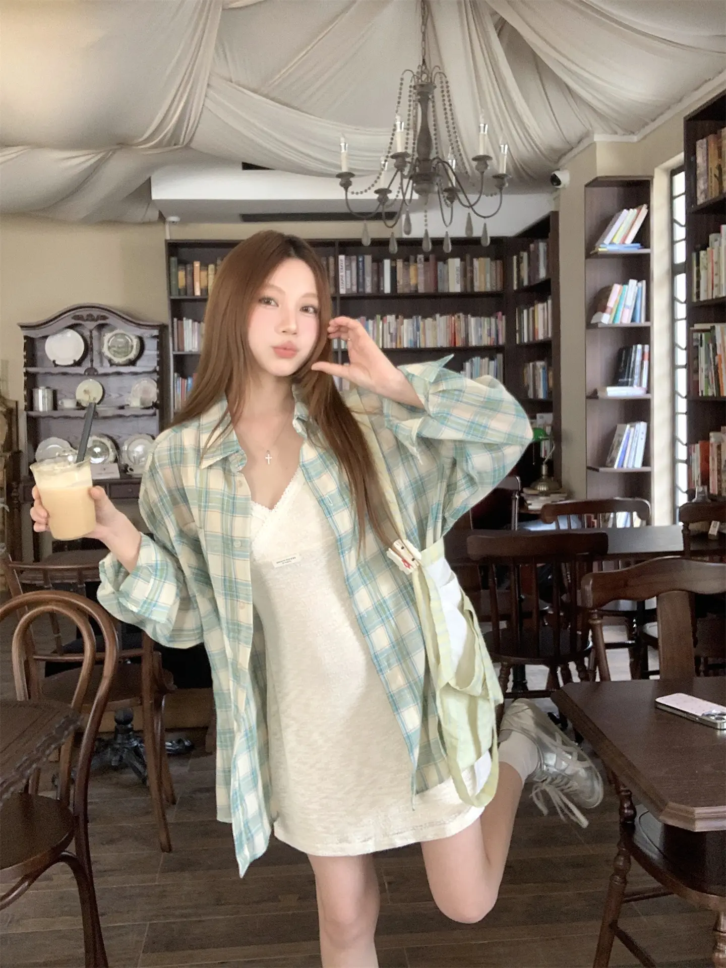 스마트한 그레인 셔츠 드레스 상세 이미지 9