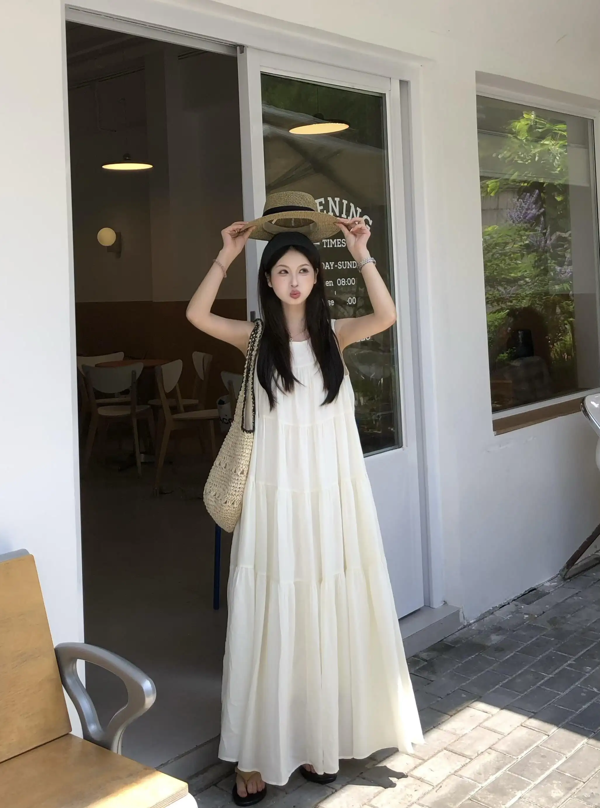 여성용 무소매 케이크 원피스 상세 이미지 4