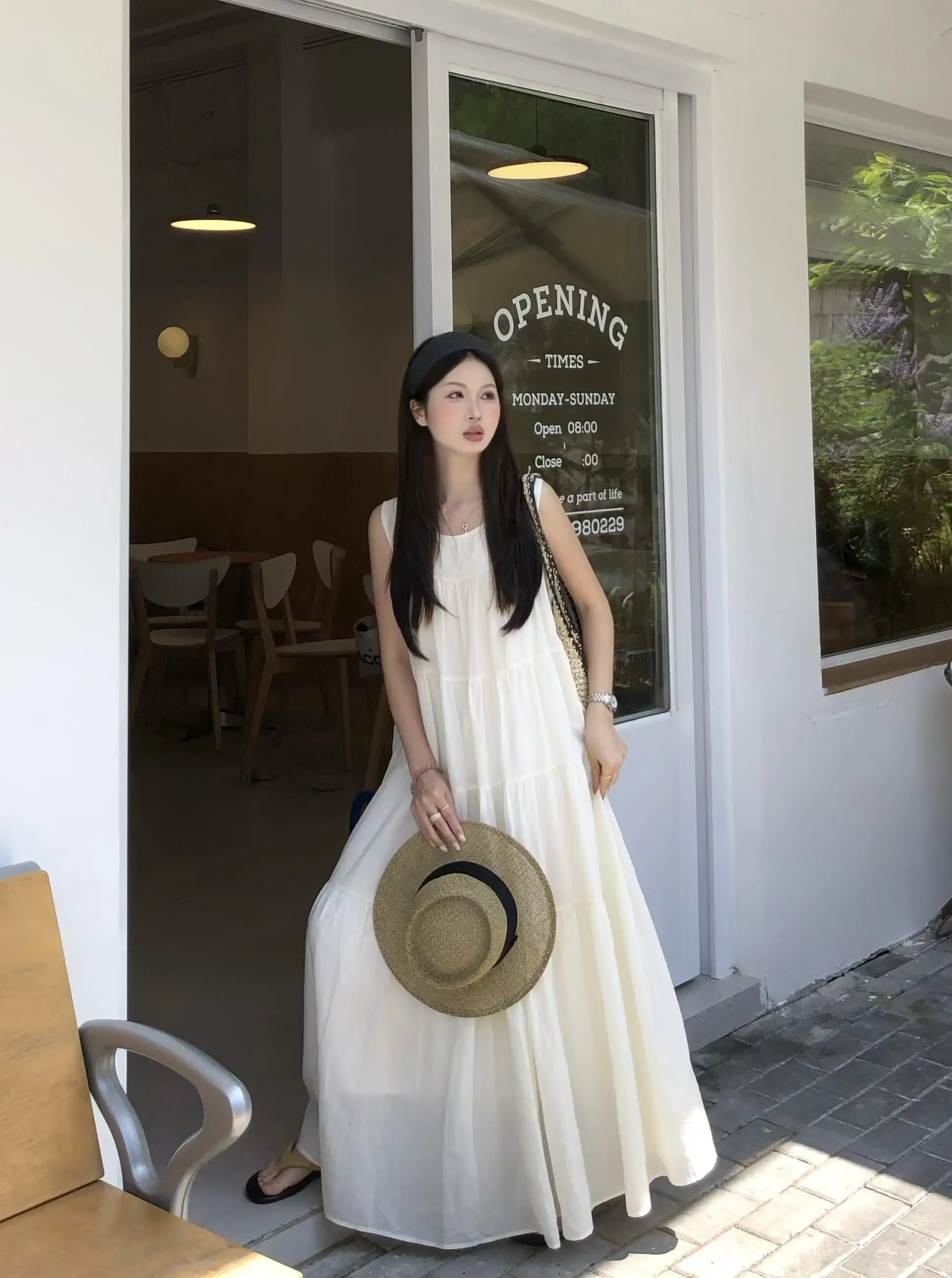 여성용 무소매 케이크 원피스 상세 이미지 6