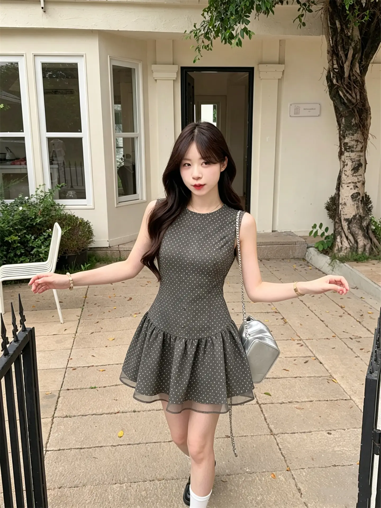 플리츠 원단 풍성한 블라우스 드레스 상세 이미지 1