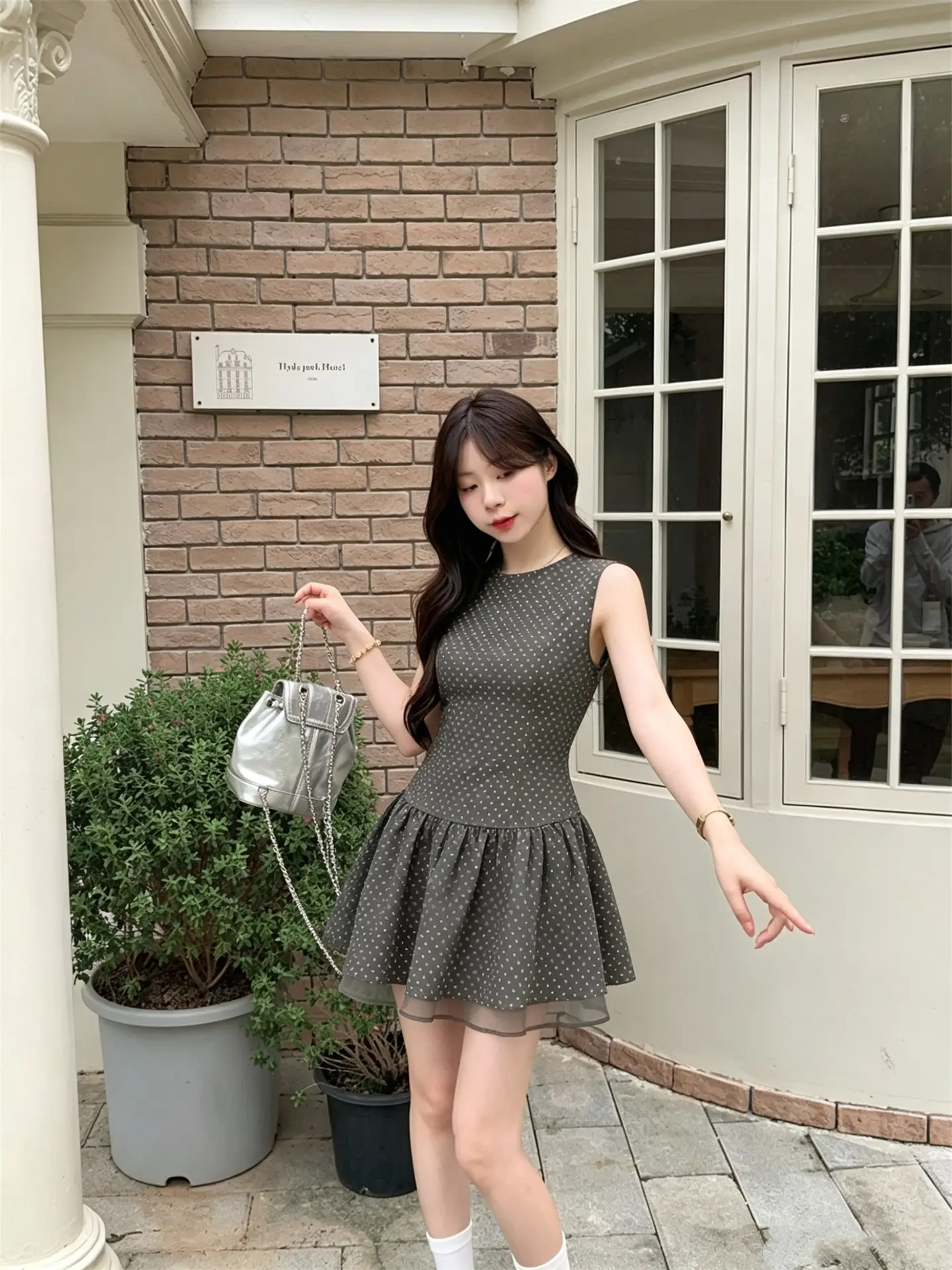 플리츠 원단 풍성한 블라우스 드레스 상세 이미지 2