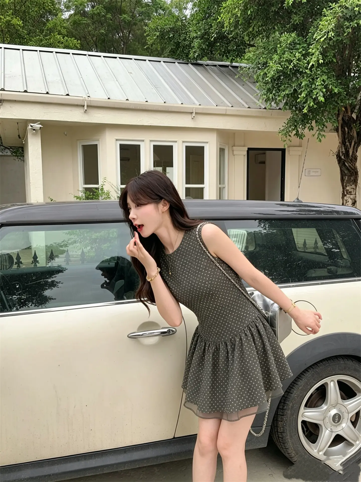 플리츠 원단 풍성한 블라우스 드레스 상세 이미지 3