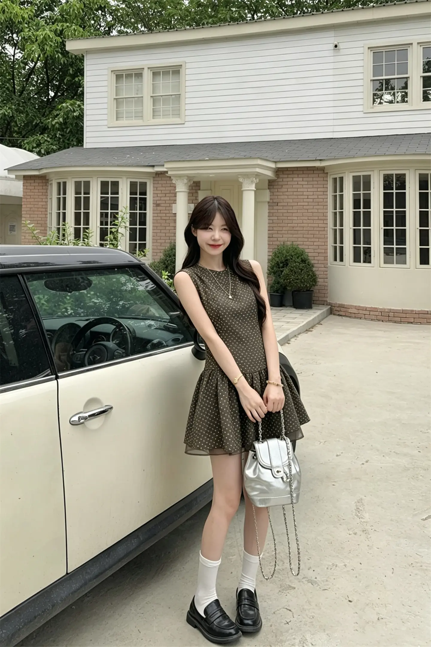플리츠 원단 풍성한 블라우스 드레스 상세 이미지 5