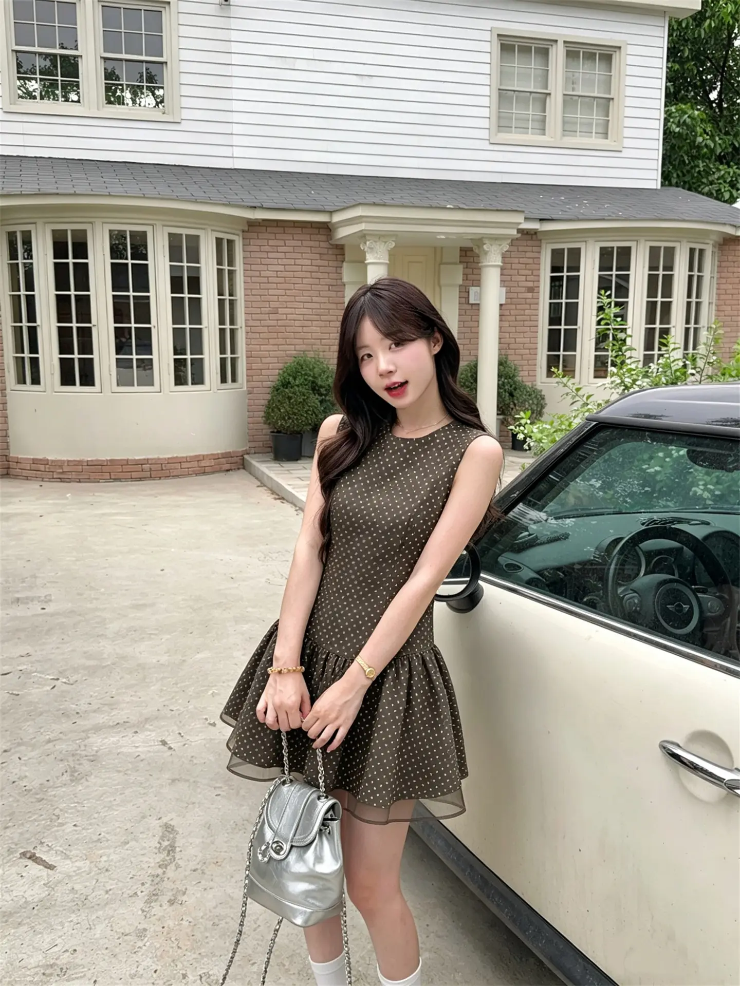 플리츠 원단 풍성한 블라우스 드레스 상세 이미지 6