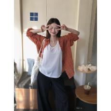 批发实拍实价~慵懒宽松叠穿薄款防晒透气<b class='q'>格子</b>衬衣
