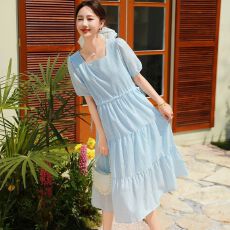 批发夏季2026新款雪纺<b class='q'>连衣裙</b>韩版宽松遮肉外穿a字版裙子正肩洋气裙子