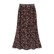 批发复古高级感气质<b class='q'>雪纺</b>碎花<b class='q'>半身裙</b>女春夏印花肌理感飘逸鱼尾长裙