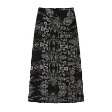 批发三标齐全 天猫品质 五线打边 开叉设计感褶皱黑花碎花A字半身裙