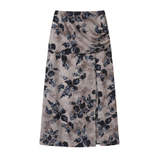 批发三标齐全 天猫品质 五线打边 夏季碎花开叉褶皱气质高腰半身裙