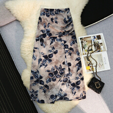 批发三标齐全 天猫品质 五线打边 夏季碎花开叉褶皱气质高腰半身裙