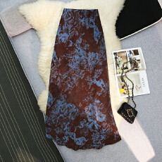 批发三标齐全 天猫品质 五线打边 晕染印花薄款斜裁鱼尾半身裙