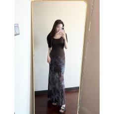 批发三标齐全 天猫品质 五线打边 晕染印花薄款斜裁鱼尾半身裙