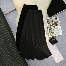 批发毛呢高腰A字半身裙长款廓形拉链a型秋冬显瘦休闲<b class='q'>拖地</b><b class='q'>长裙</b>裙子